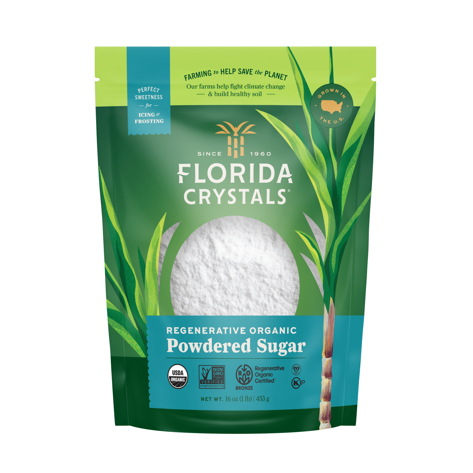 FC - Regenerative Organic Powdered Raw Cane Sugar - 1LB